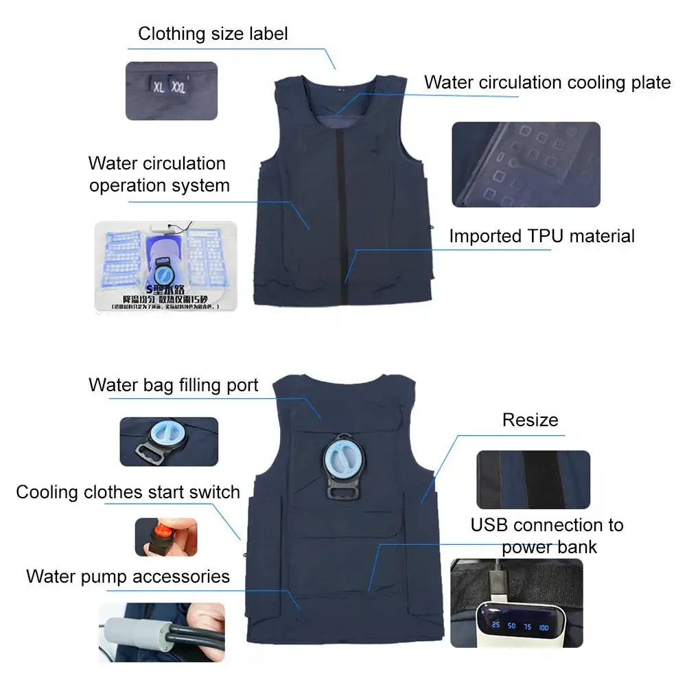 Water-Cooled Ice Vest: Adjustable Heatstroke Prevention